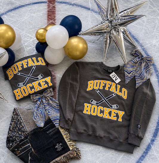 Buffalo Hockey Embroidered Gray Oversized Crew