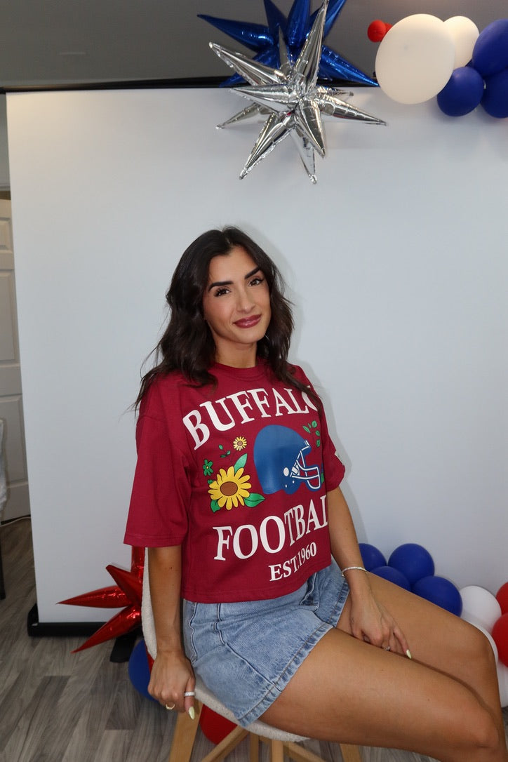 Spring has Sprung Buffalo Football Women's Maroon Tee