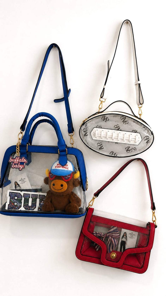 Posh Blue Clear Stadium Purse