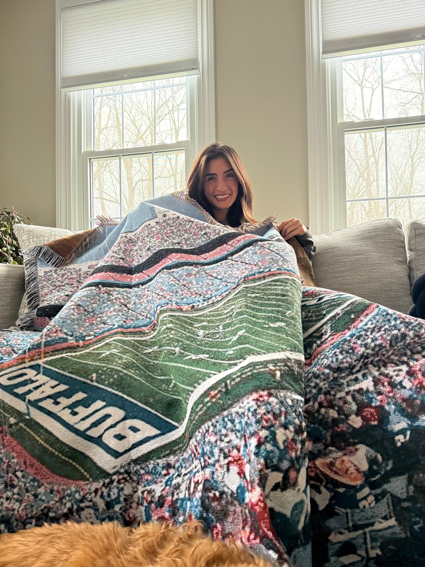 blanket in a living room