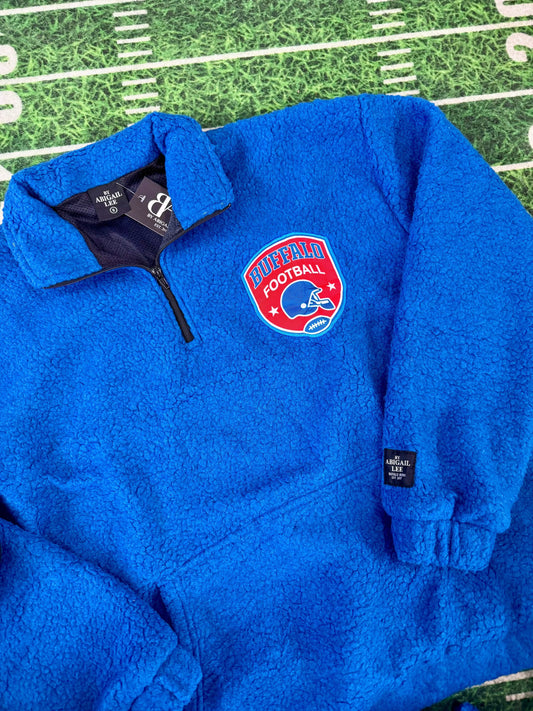 Buffalo Bills blue sherpa fleece pullover front view