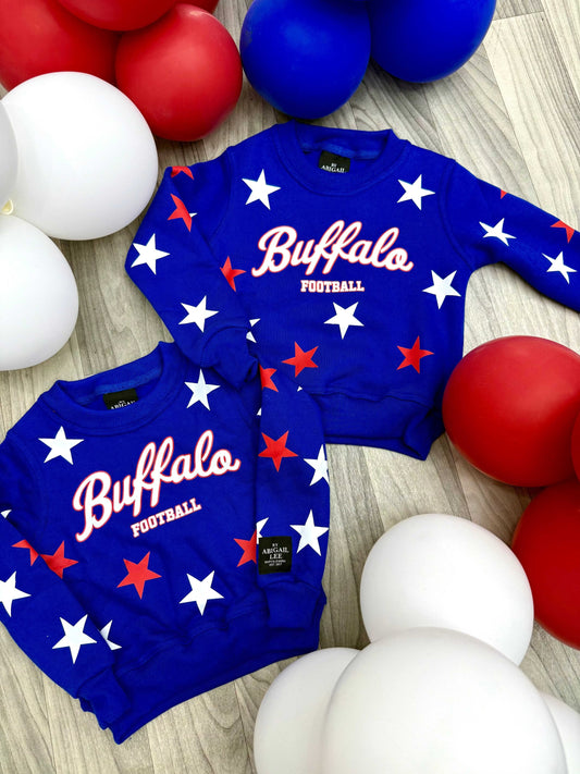 Stars all over buffalo football sweatshirt