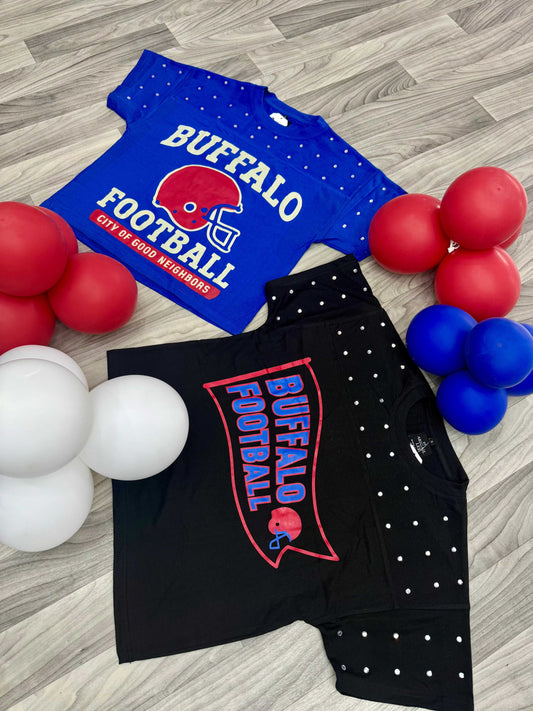 Buffalo bling graphic t shirt sparkle detail front