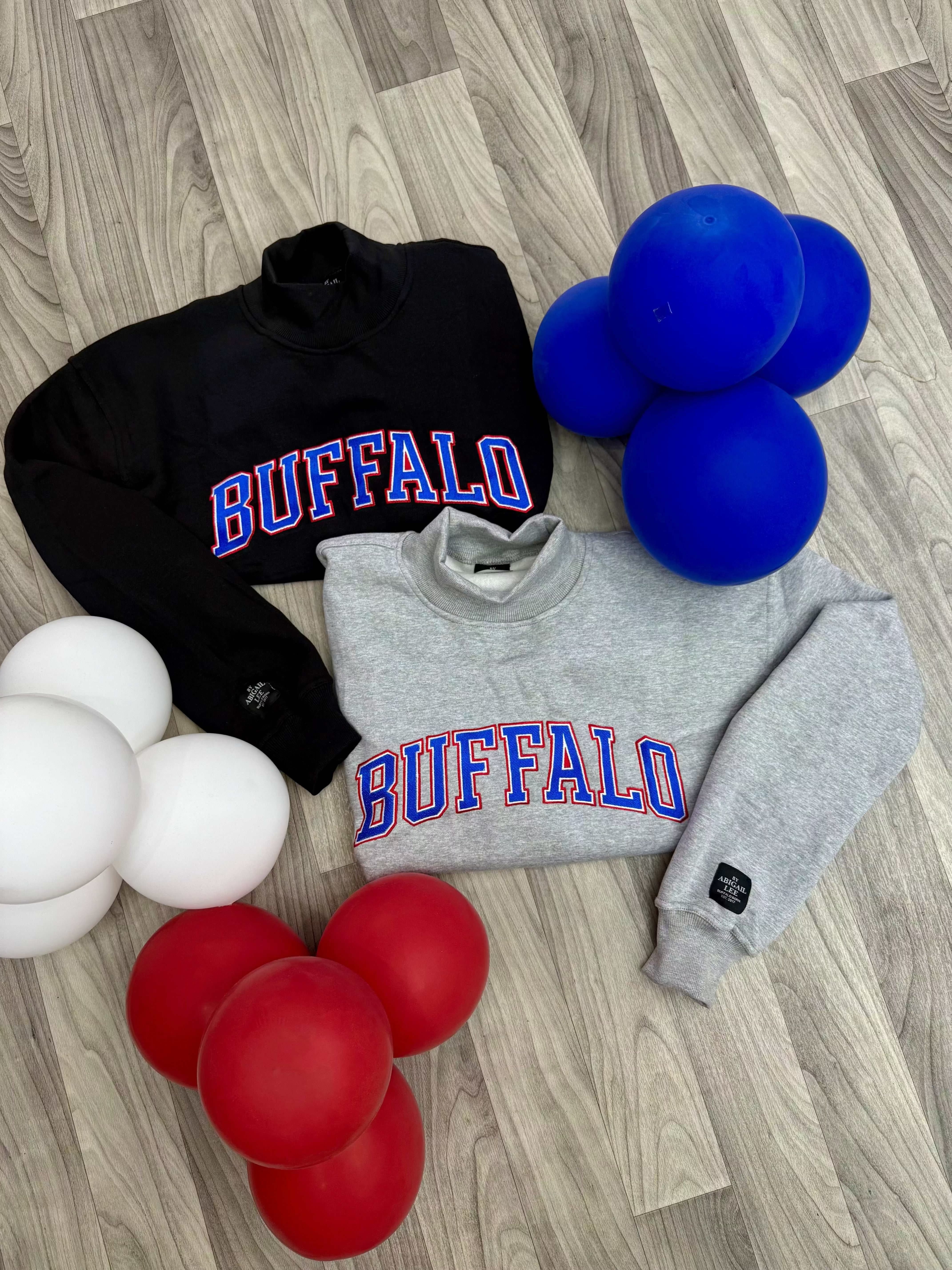 Buffalo Mock Neck Crewneck – Cozy Color Block Sweatshirt – By