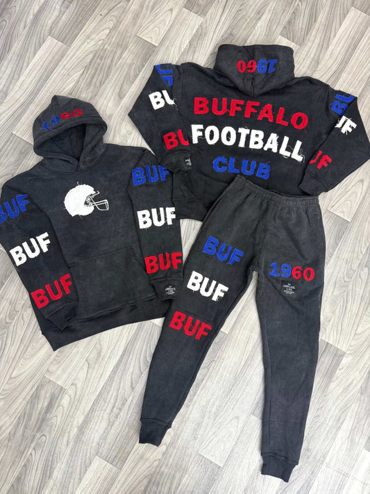 Distressed sweatsuit set heavyweight hoodie and sweatpants