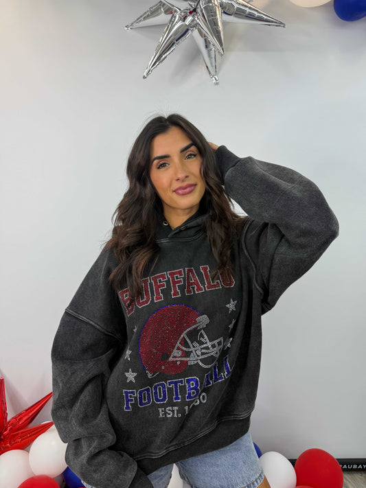 Buffalo acid wash hoodie buffalo football graphic