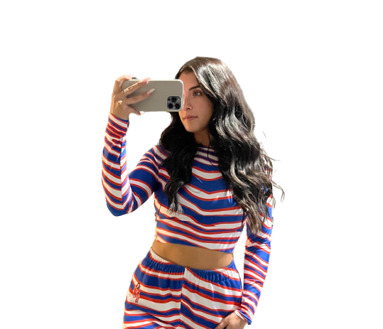 Buffalo Royalty Long-Sleeve Crop Top – Trendy long-sleeve crop top with bold Buffalo Royalty design, perfect for a stylish game-day outfit.