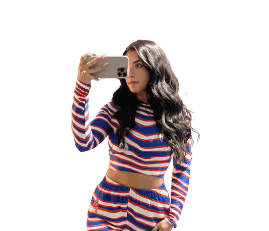 Buffalo Royalty Long-Sleeve Crop Top – Trendy long-sleeve crop top with bold Buffalo Royalty design, perfect for a stylish game-day outfit.
