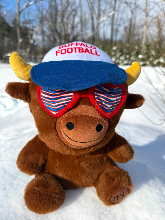 buffalo plush teddy bear with team cap and fan glasses soft keepsake gift