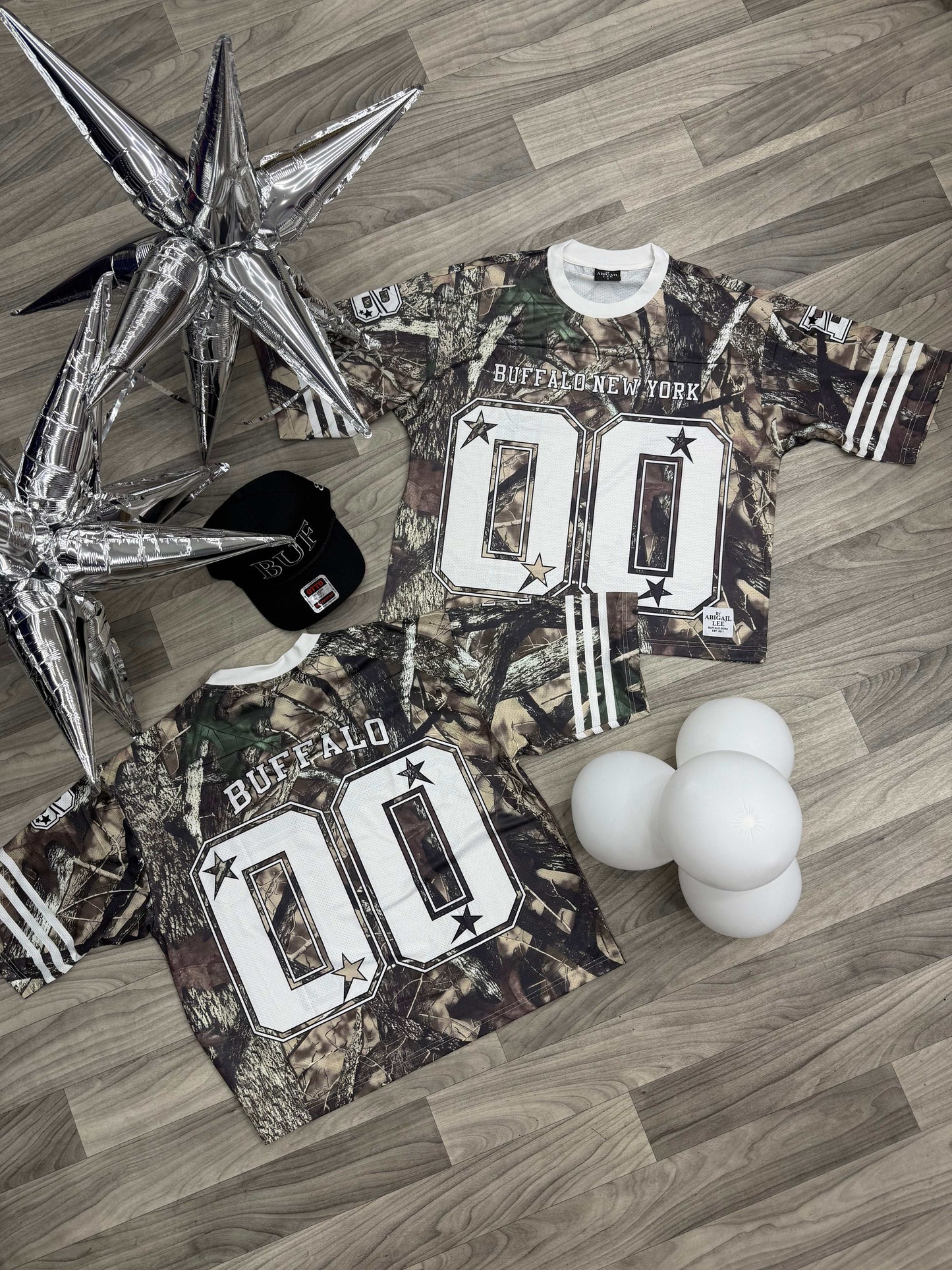 Unisex oversized camo buffalo jersey shirt with soft stretchy material
