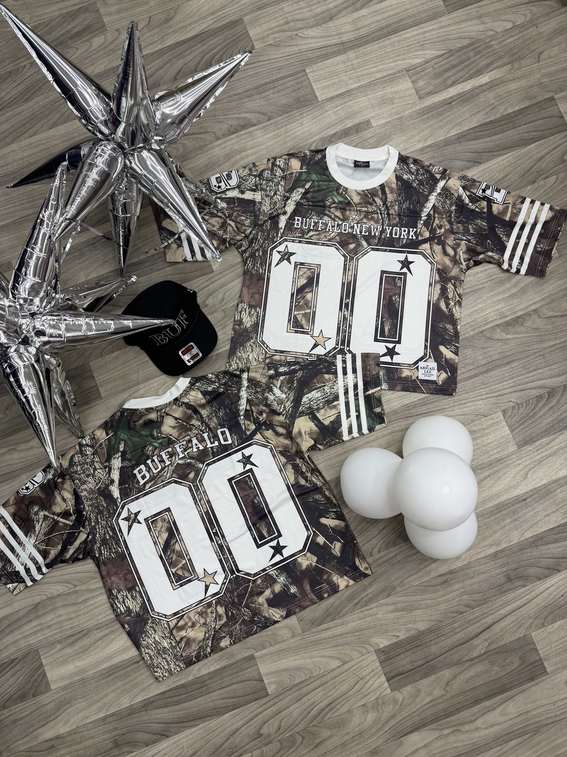 Unisex oversized camo buffalo jersey shirt with soft stretchy material