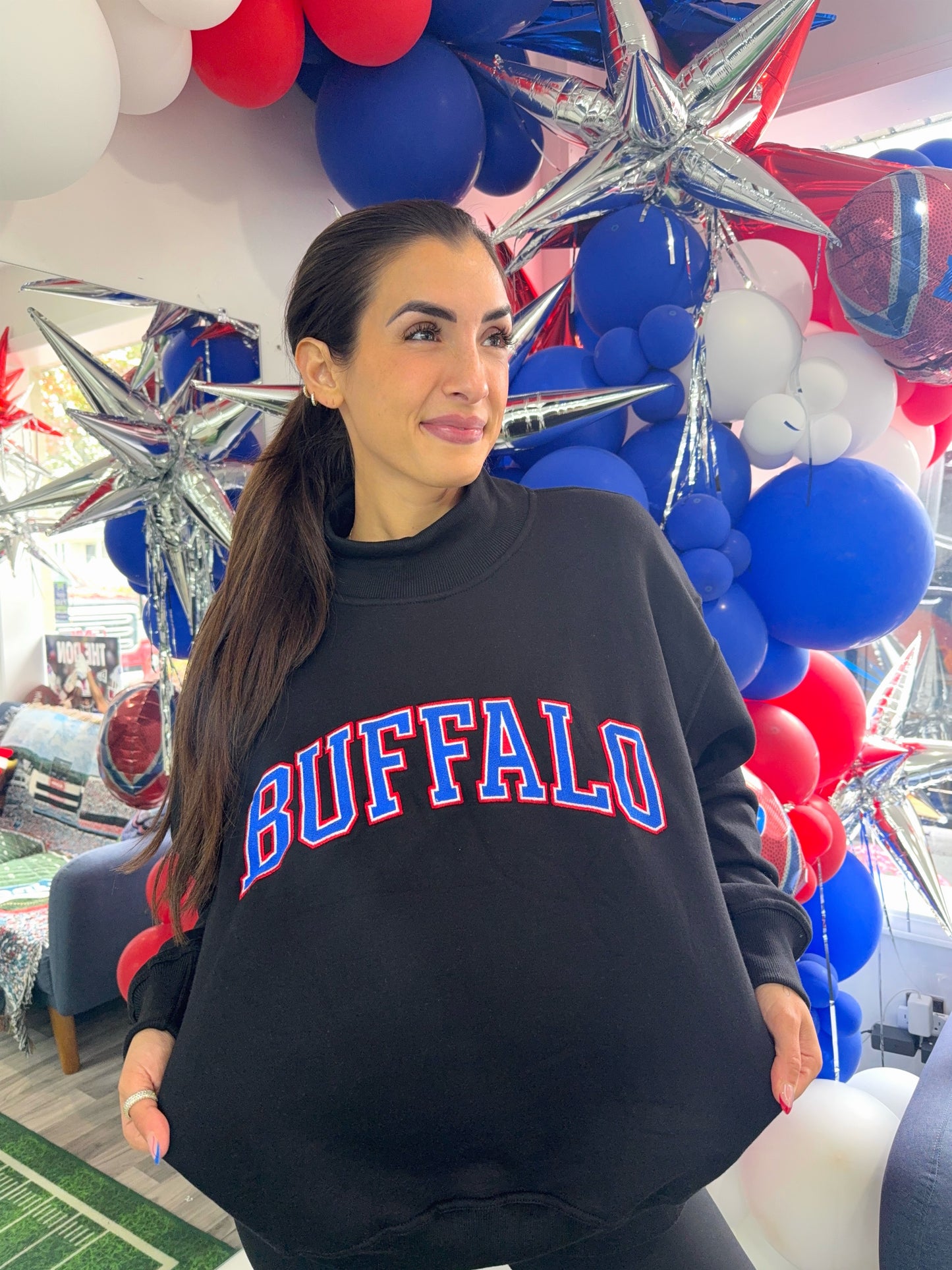 Buffalo Colors Mock Neck Crewneck
