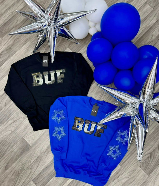 VIEW FROM Hockey crewneck sweatshirt with rhinestone stars, unisex sizing, limited edition playoffs design