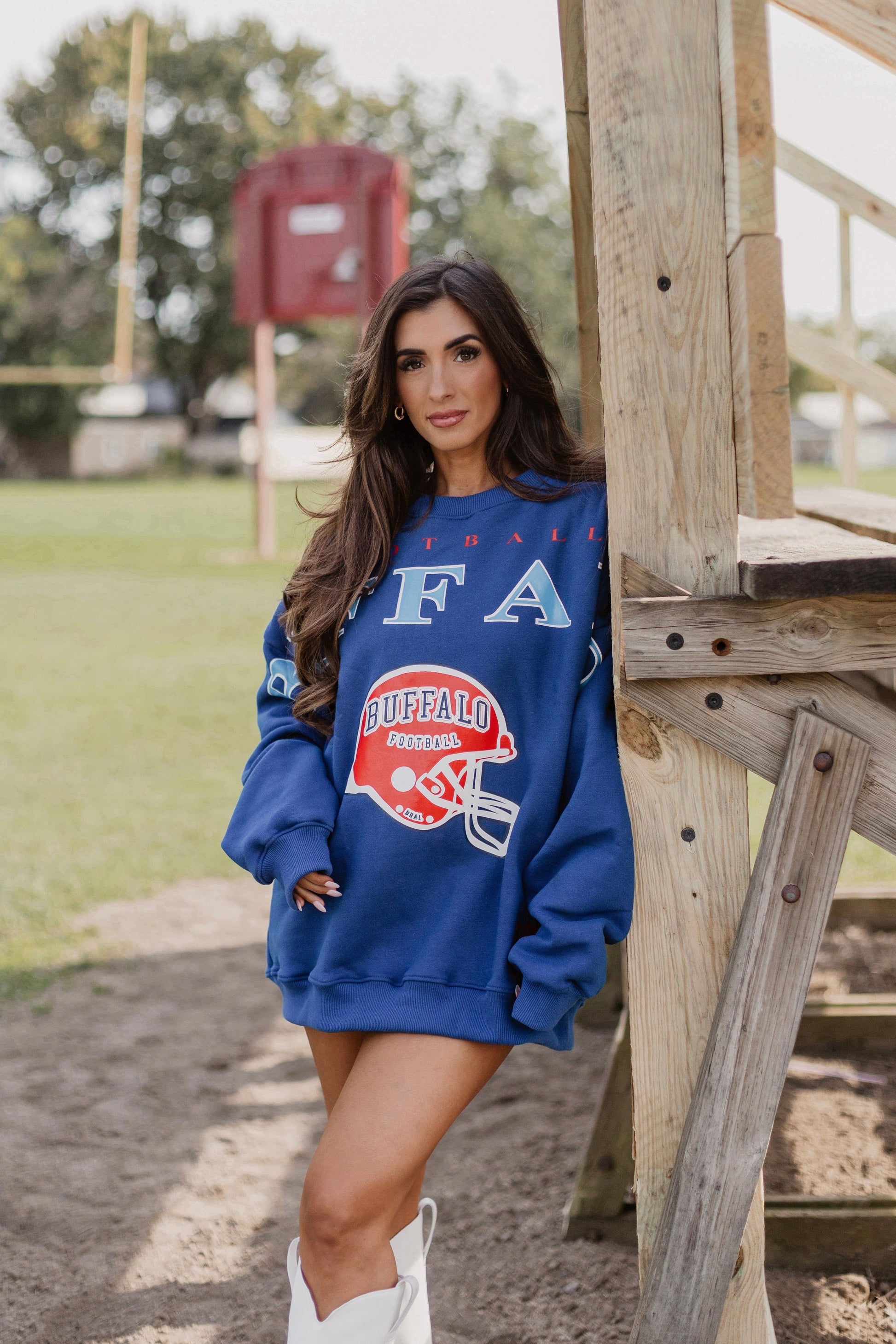 Buffalo Cross Script Vintage Hoodie, front view. 