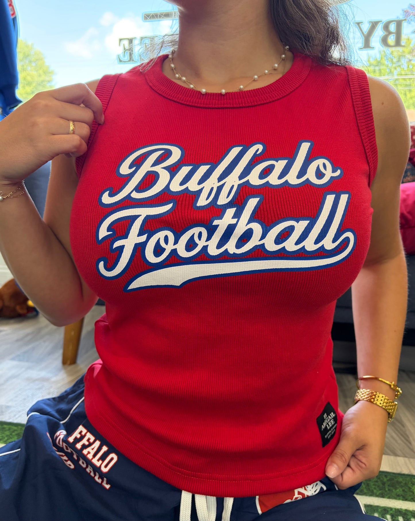 Women's Game Day Ready to Ride Buffalo Football tank top in heavyweight ribbed fabric with vintage graphic