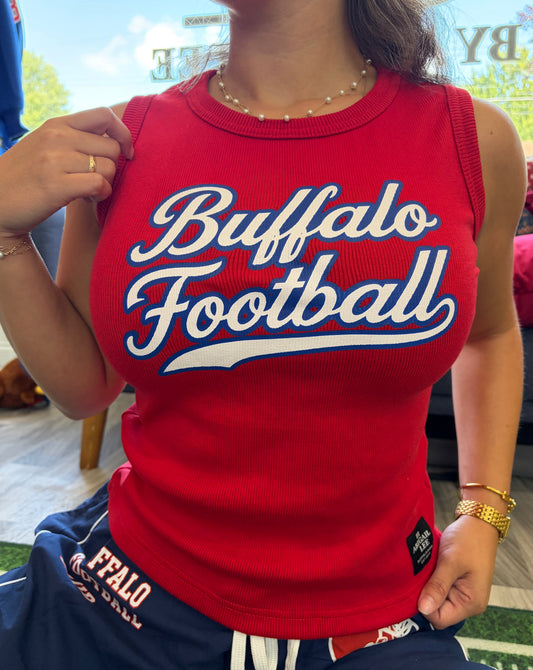 Women's Game Day Ready to Ride Buffalo Football tank top in heavyweight ribbed fabric with vintage graphic