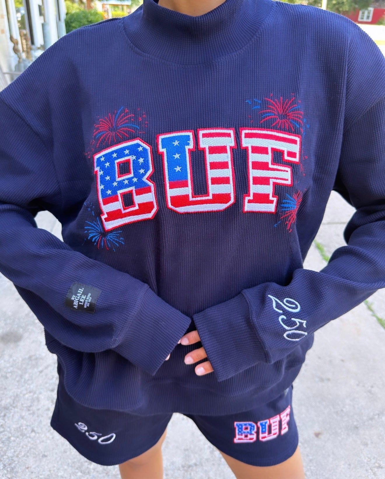 Cheetah print Buffalo sweatshirt with oversized mock neck and stretchy waffle fabric