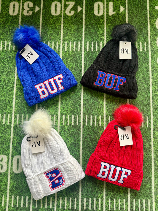 Buffalo Pom Beanies