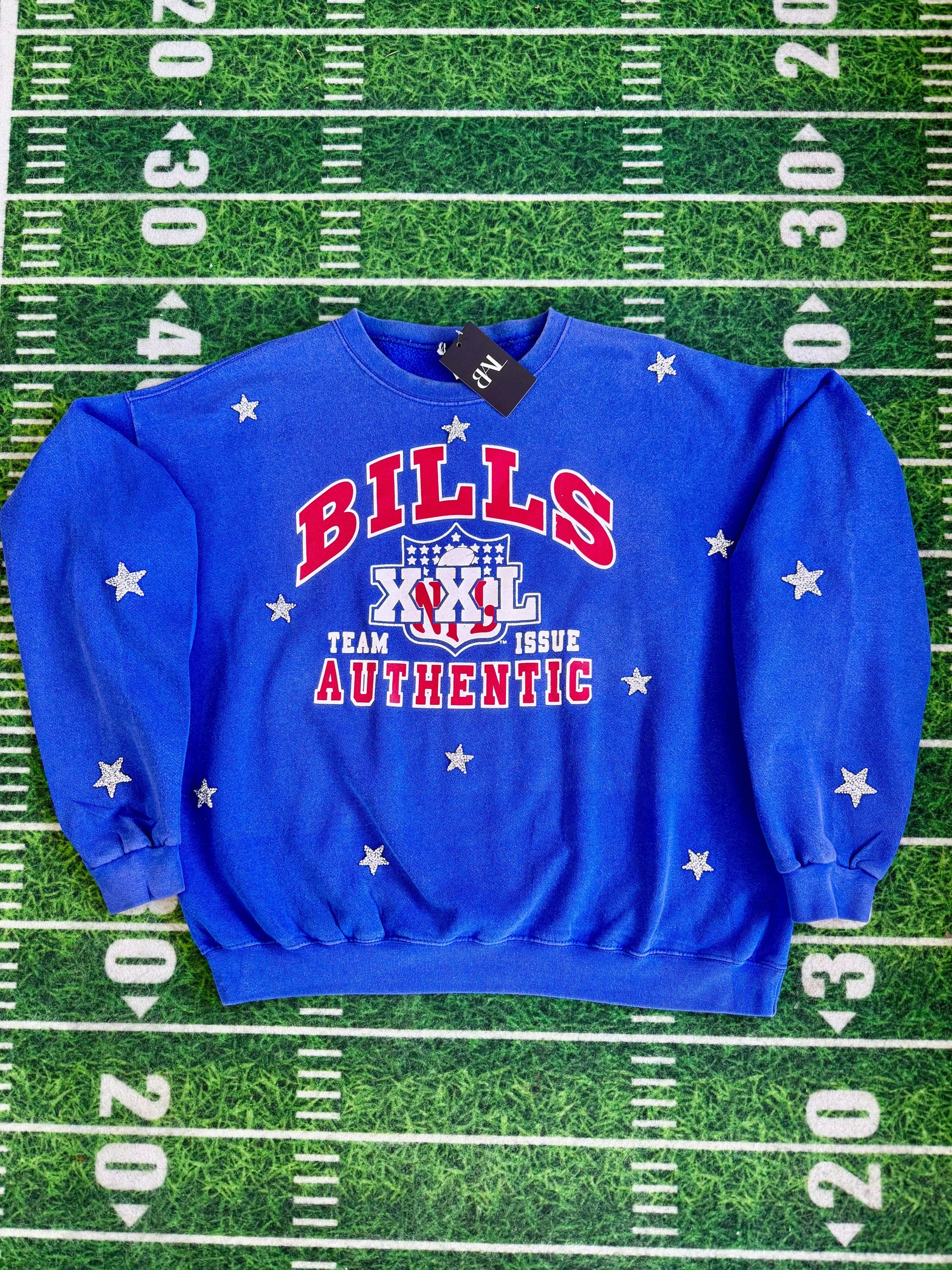 Big on Bills Crew XL vintage reworked secondhand sweatshirt with unique imperfections