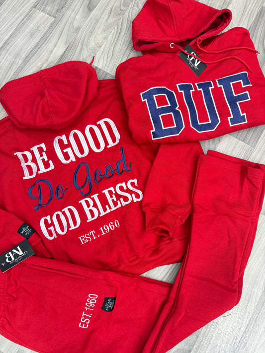 Be Good, Do Good, God Bless EMBROIDERED Red Sets