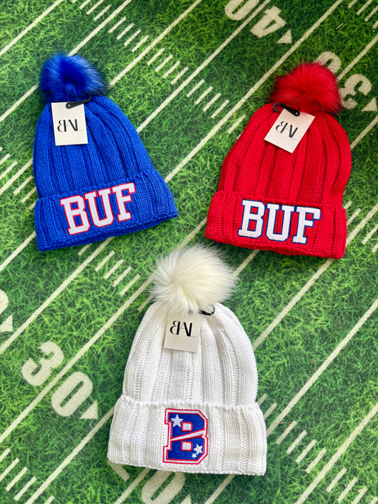 Buffalo Pom Beanies