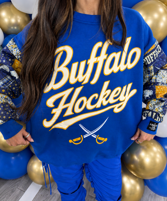 Power Play Patchwork Buffalo Hockey Sweatshirt
