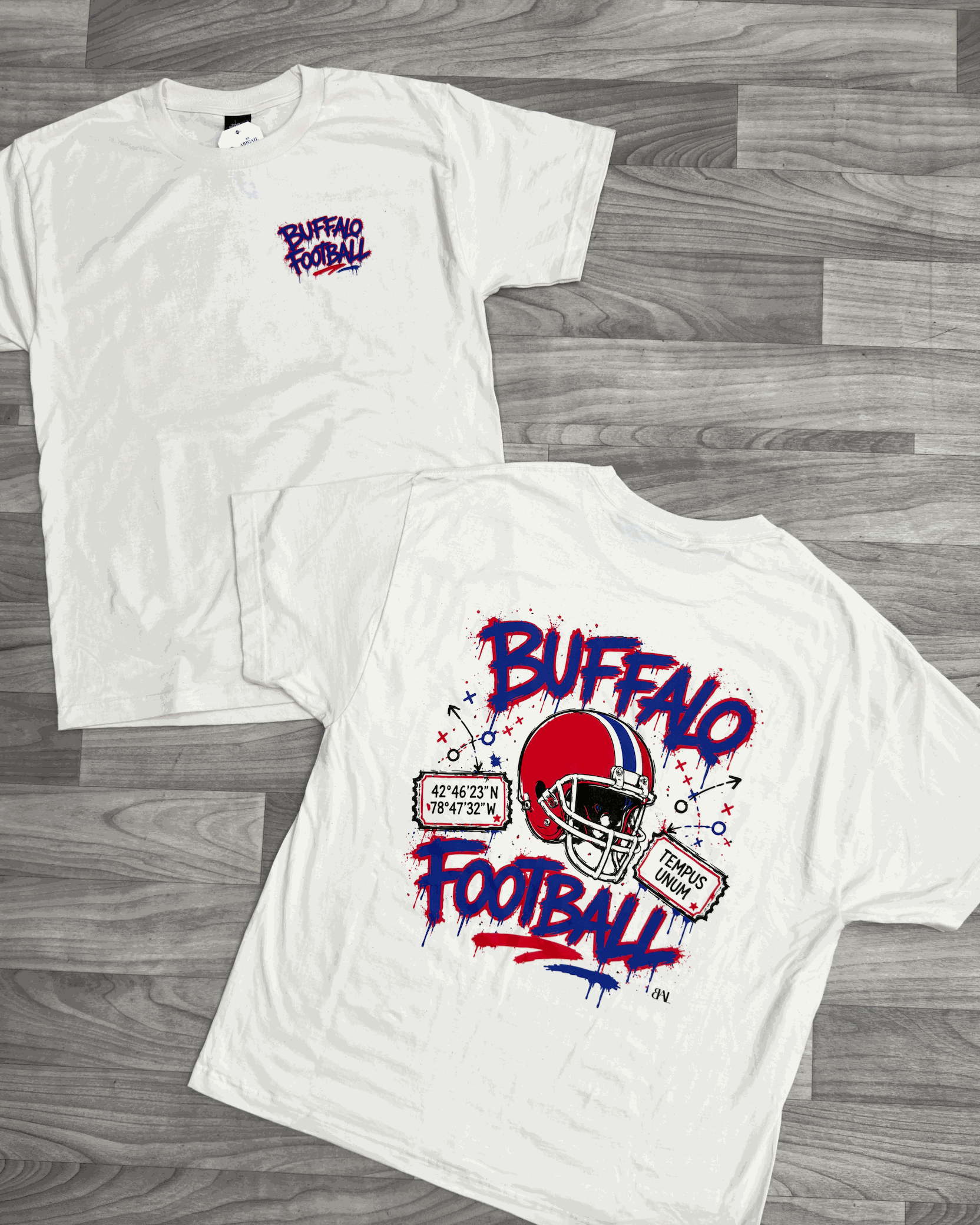 Buffalo Graffiti design on cream t-shirt