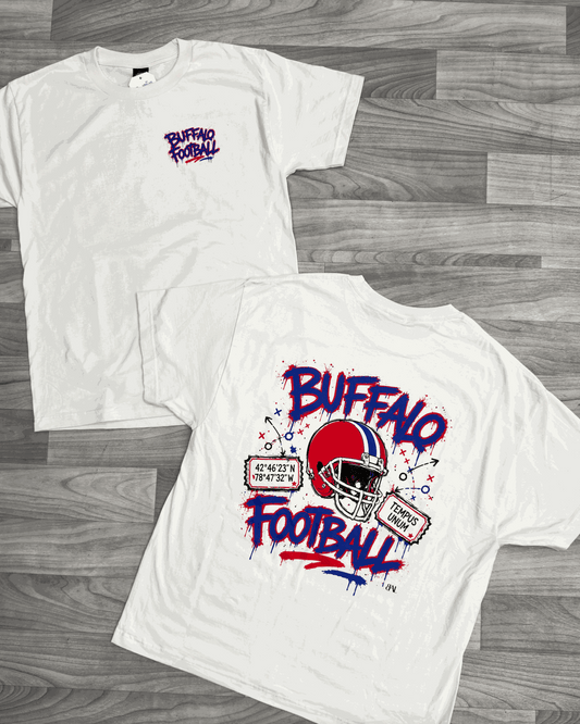 Buffalo Graffiti design on cream t-shirt