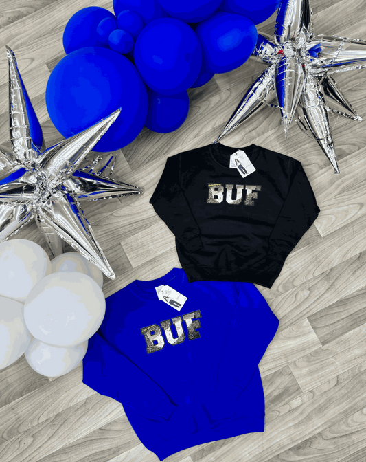 Youth buffalo hockey crewneck sweatshirt with View From design, cozy and perfect for game day