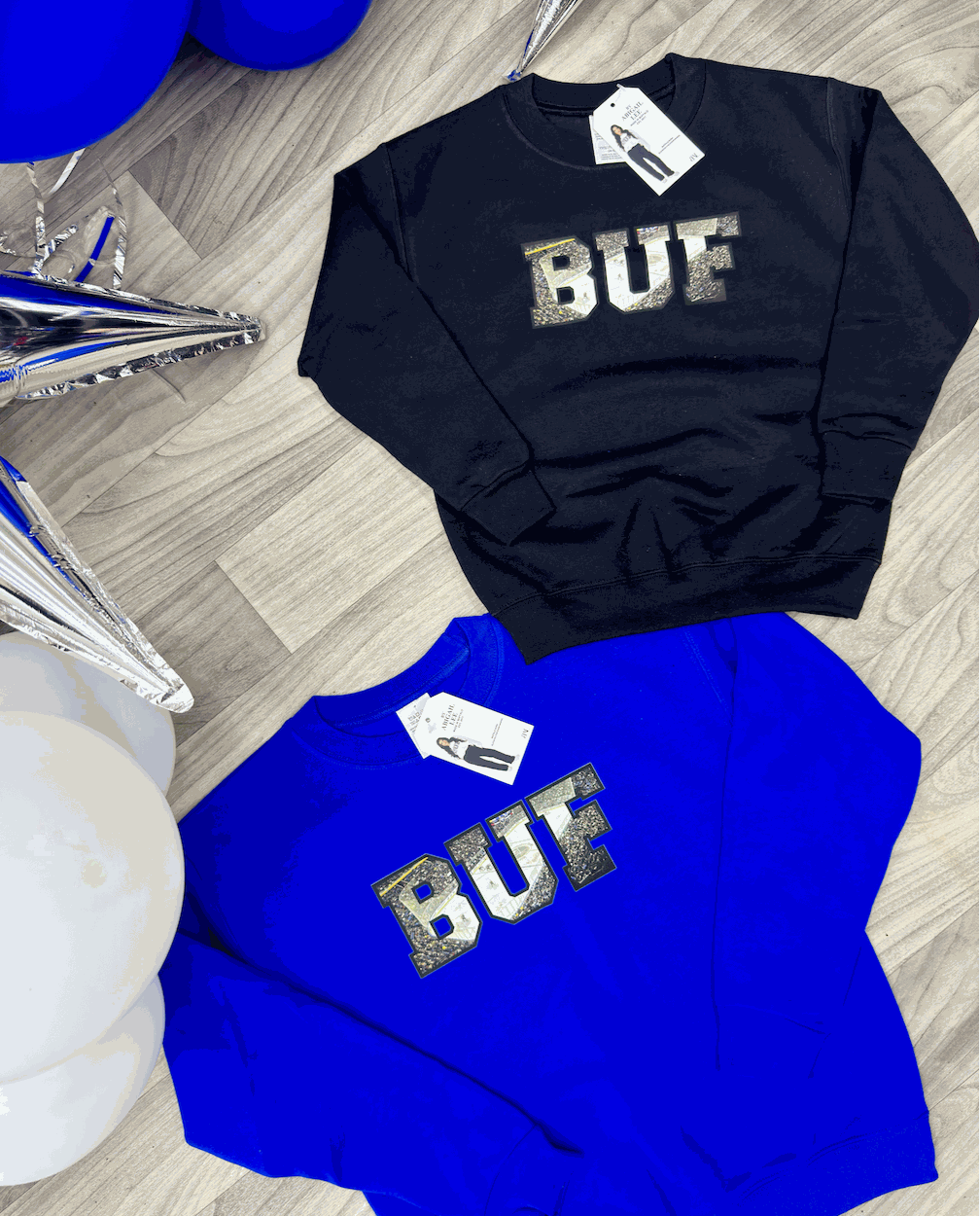 Buffalo kids hockey crewneck front graphic detail