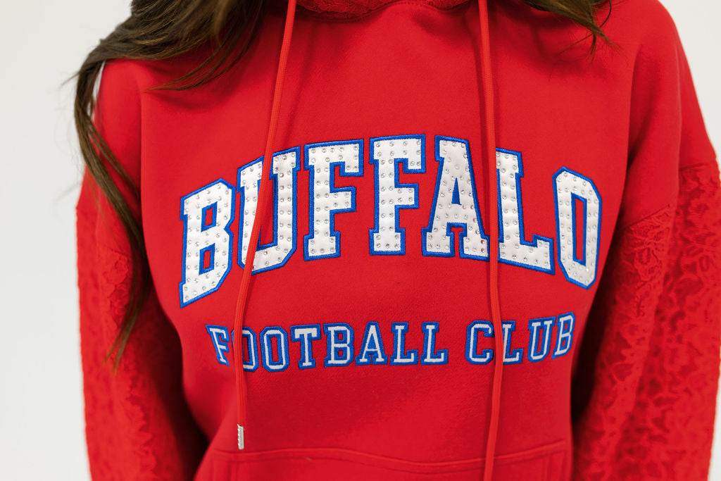 Buffalo hoodie with lace front detail